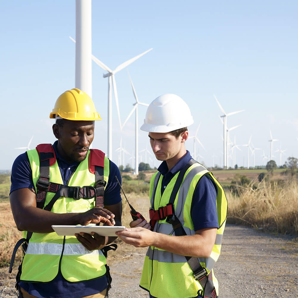 Engineers at windfarm