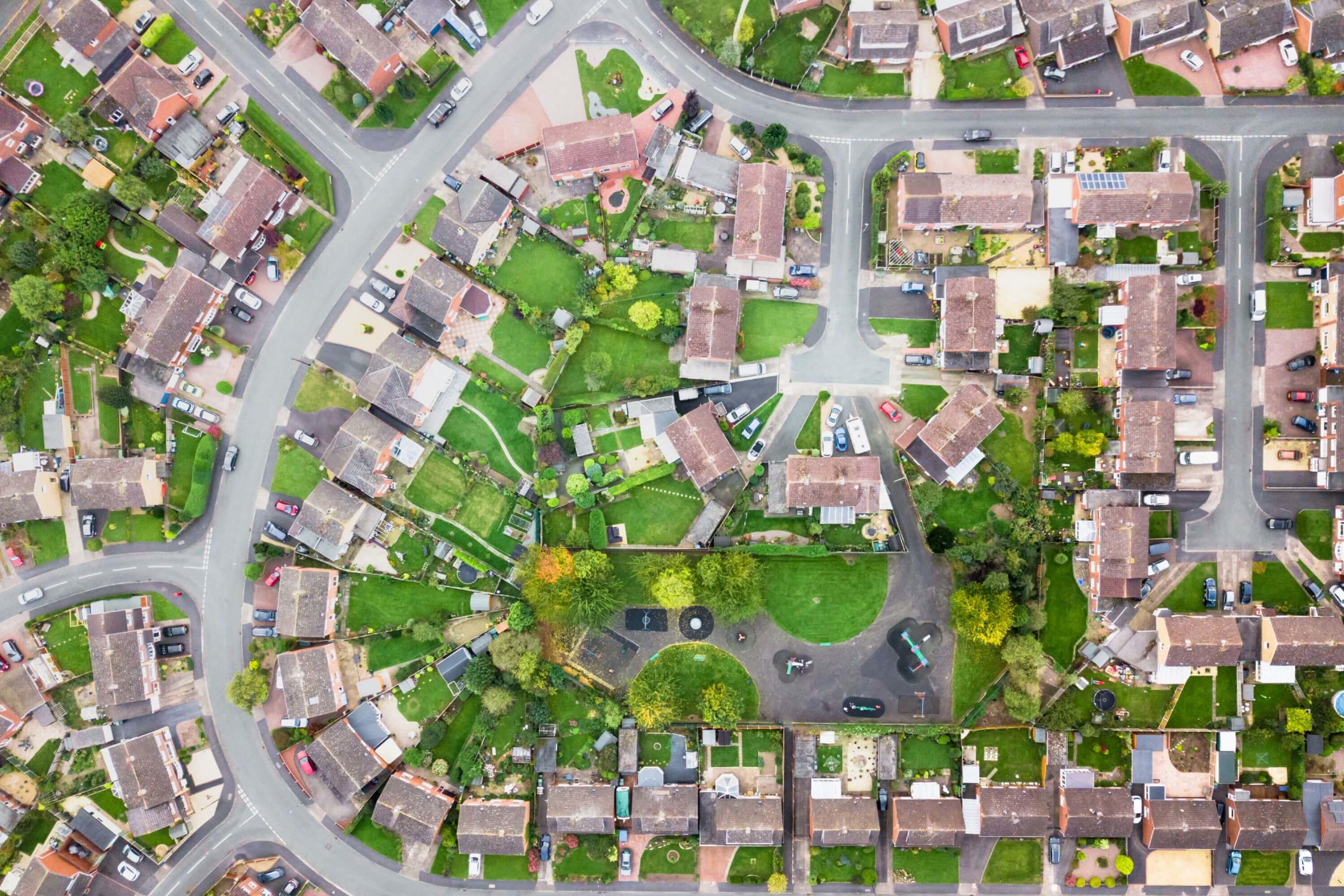 Bird's eye view of a housing estate