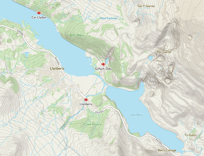 Map of Llanberis, Snowdonia